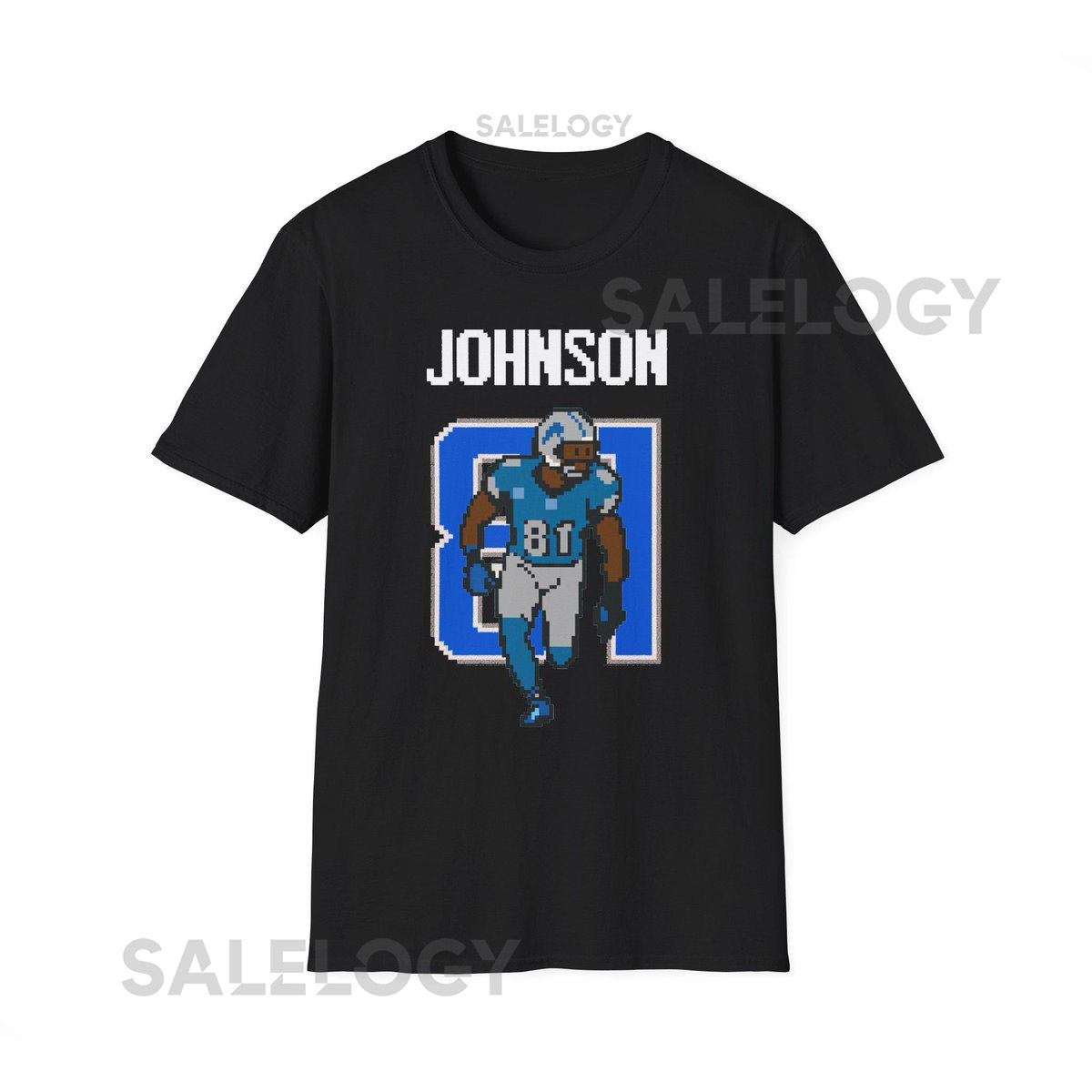Calvin Johnson Shirt Pixel Art TShirt Retro 8 Bit Detroit Football 81 Lions Wide Receiver Megatron Throwback Gamer Legend Gift Fan Mens_45