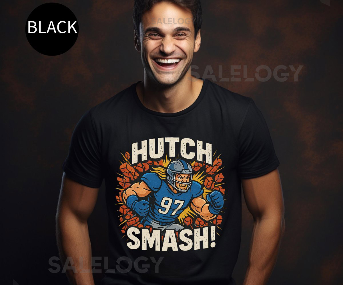 Hutch Smash Football T-Shirt Detroit Lions Graphic Tee_512