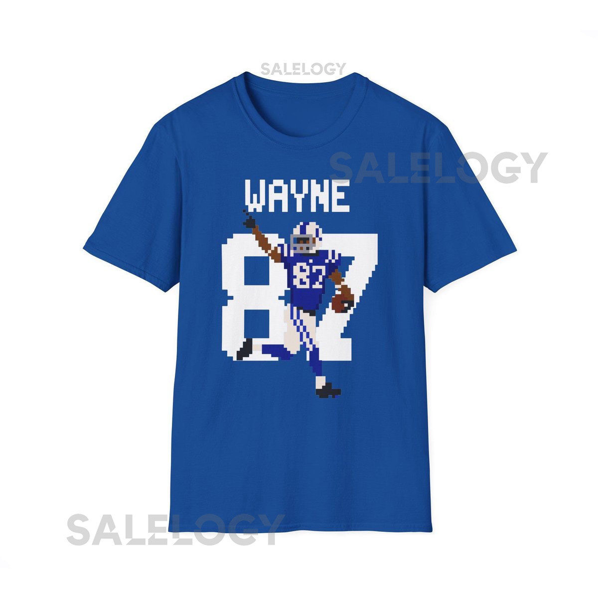 Reggie Wayne Shirt Pixel Art TShirt Retro 8 Bit Indianapolis Colts Legend 87 Wide Receiver Blue and White Throwback Unisex Vintage Gam_791