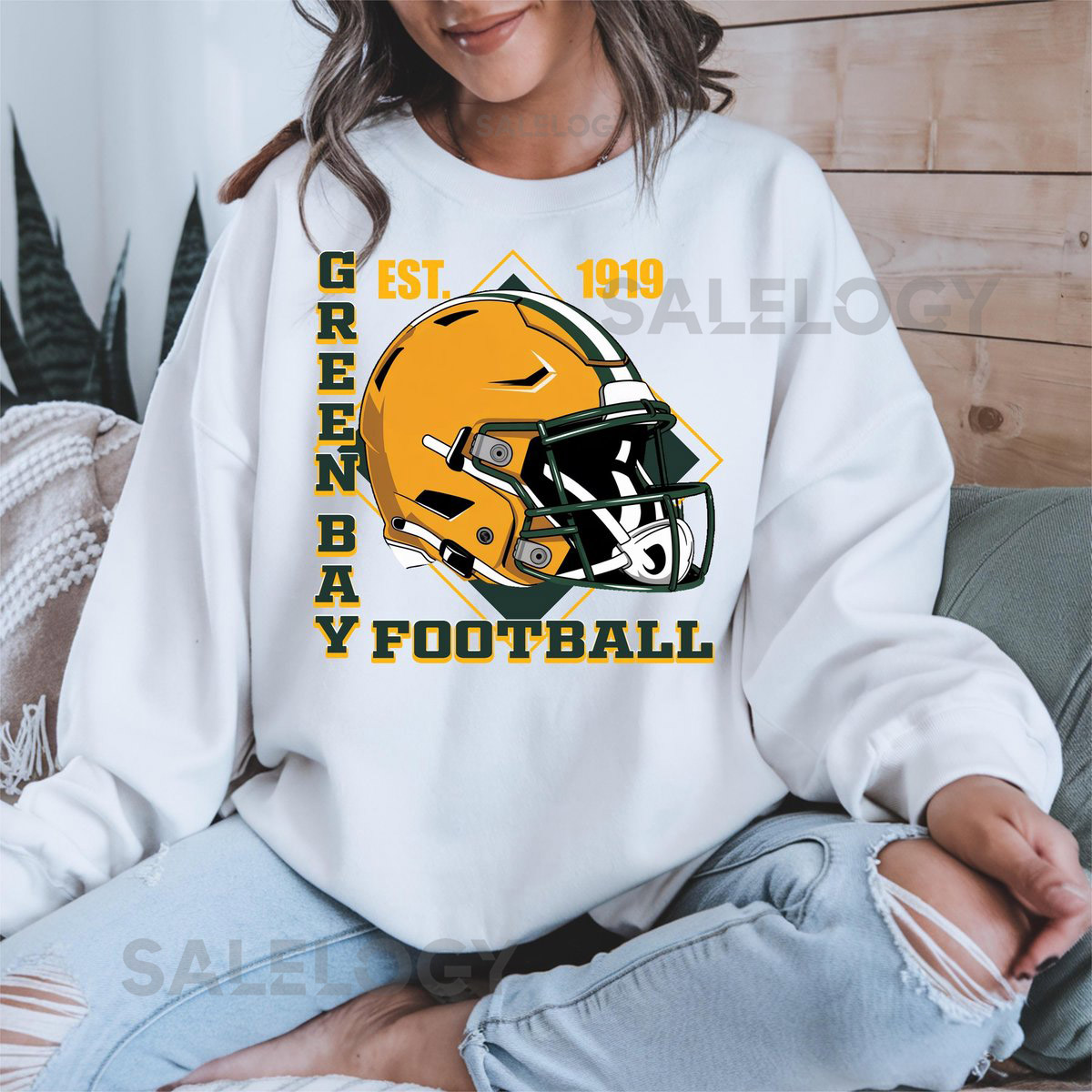 Green Bay Packers T-Shirt Sweatshirt Est 1919 Football Helmet Vintage Design Comfort Colors Wisconsin Football Packers Gift Idea_486