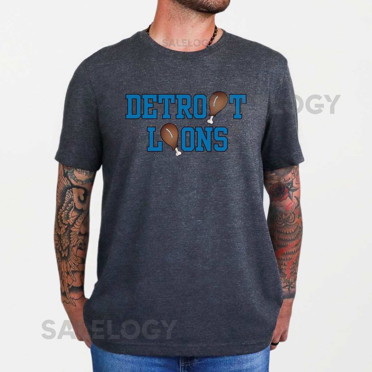 Detroit Lions Thanksgiving Shirt for Lions Fan Turkey Leg Lions Shirt Madden Award Shirt Game Day Top for Detroit Football Fanatic_293