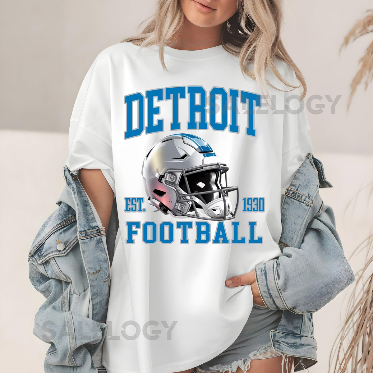 Detroit Football Helmet Comfort Colors T-Shirt Sweatshirt Detroit Lions Tee Sports Fan Apparel Game Day Outfit Football Season_112