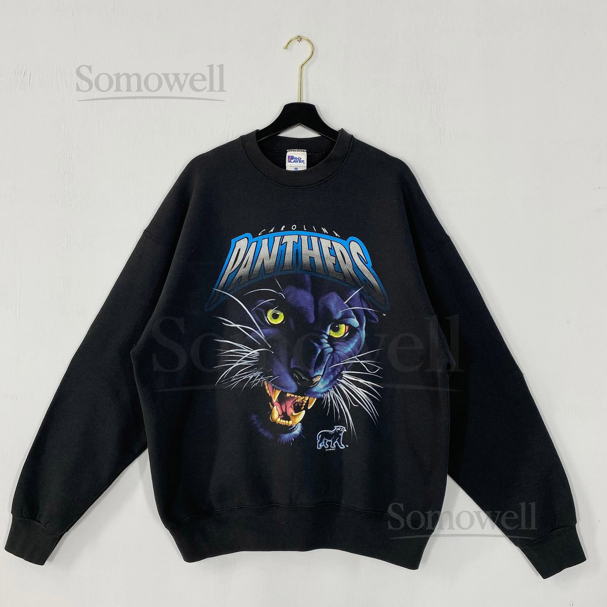 Vintage 90s Carolina Panthers Sweatshirt Crewneck Panthers Sweater Pullover Sportswear NFL Carolina Panthers Print Logo Black XLarge_935