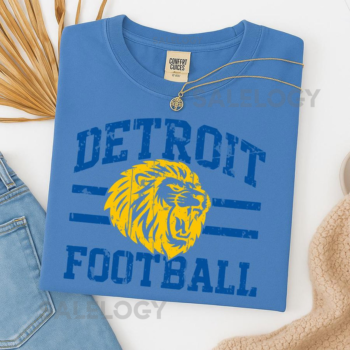 Detroit Football Shirt Comfort Colors Shirt Retro Detroit Lions Shirt Vintage Game Day Shirt Trendy Football Fan Shirt Gift for HimHer_127