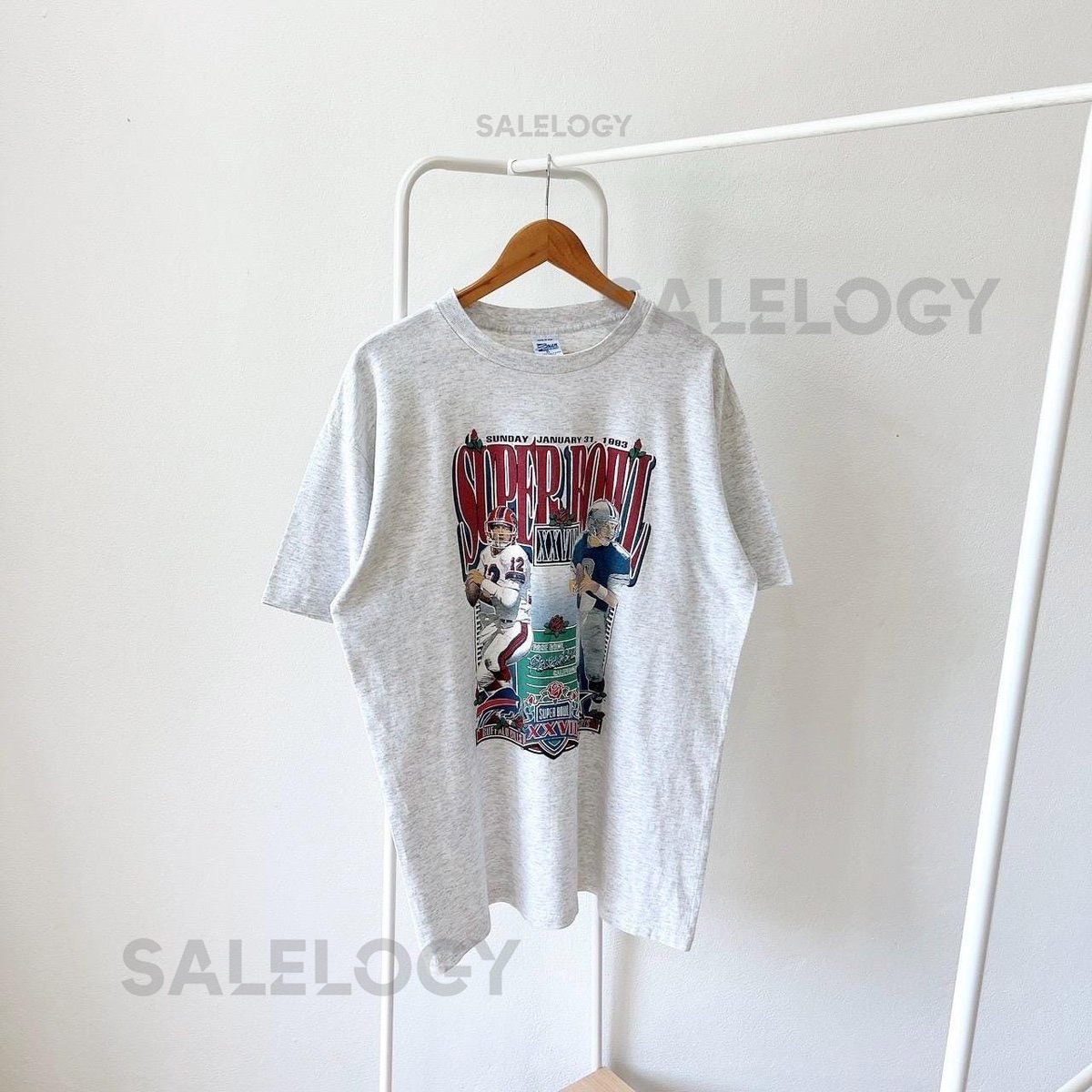 Vintage 1993 Dallas Cowboys vs Buffalo Bills T-Shirt - NFL Salem XL_477