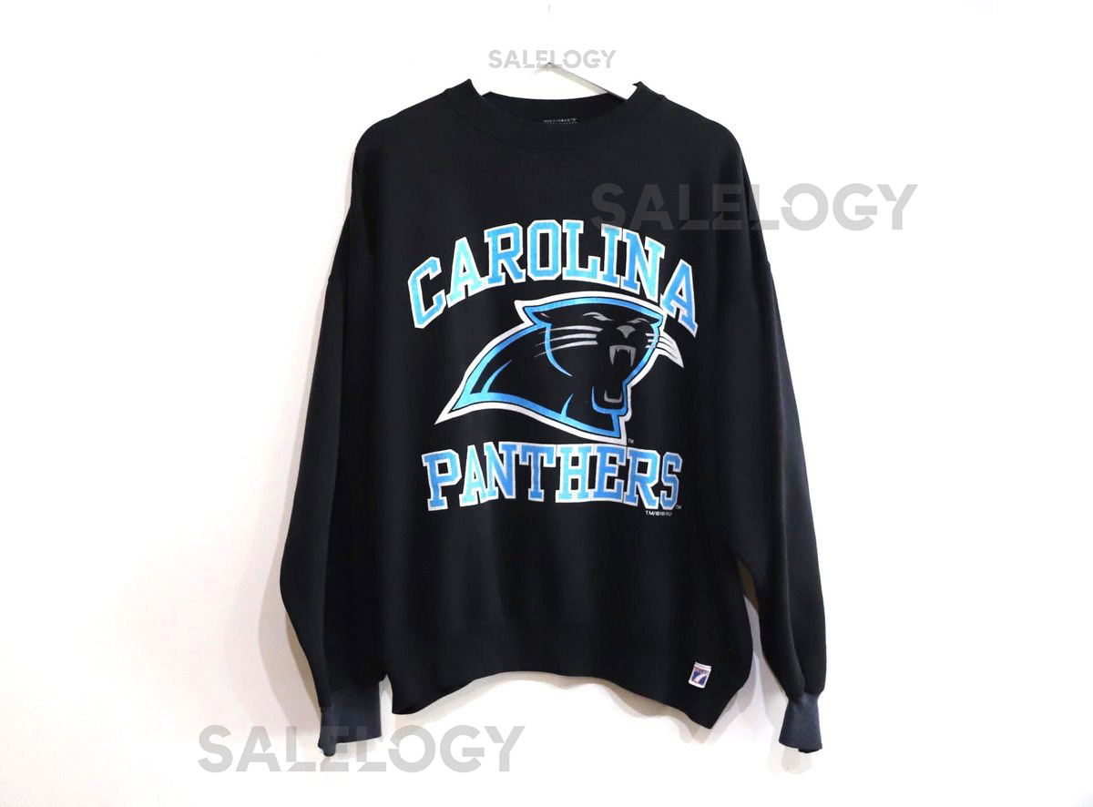 vintage CAROLINA PANTHERS mlb vintage NFL black and teal slouchy football 1993 raglan sweatshirt -- size X.L. -- Free Shipping U.S.A_1040