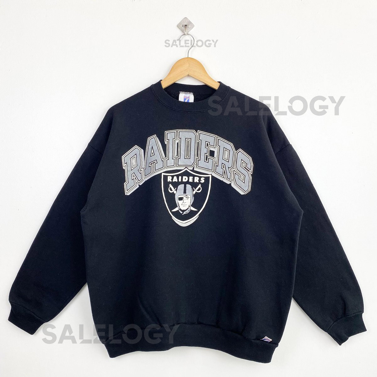 Vintage 90s Las Vegas Raiders Crewneck Sweatshirt - NFL - Print Logo - Black Color - Mens XL_120