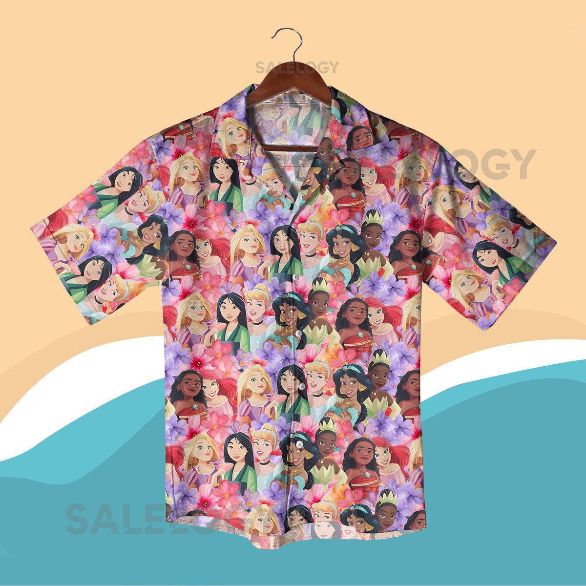 Cartoon Princess Hawaiian Shirt Shorts Set Colorful Floral Vacation Outfit Summer Beachwear Gift for Fans - Beach Shirt Halloween_11