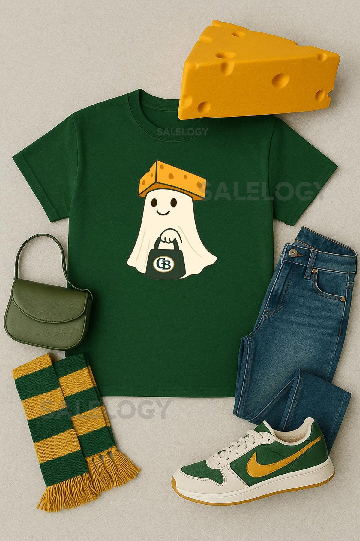 Halloween Ghost T-Shirt Green Bay football shirt Packers Football Shirt Sports Fan Gift Go Pack Go shirt Game Day Outfit_506
