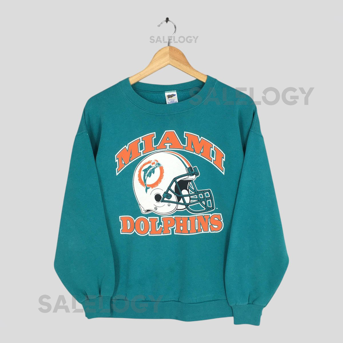 Vintage 90s Miami Dolphins NFL Green Sweatshirt Large Miami Dolphins Football Printed Crewneck Miami Dolphins Football Team Sweater Size L_619