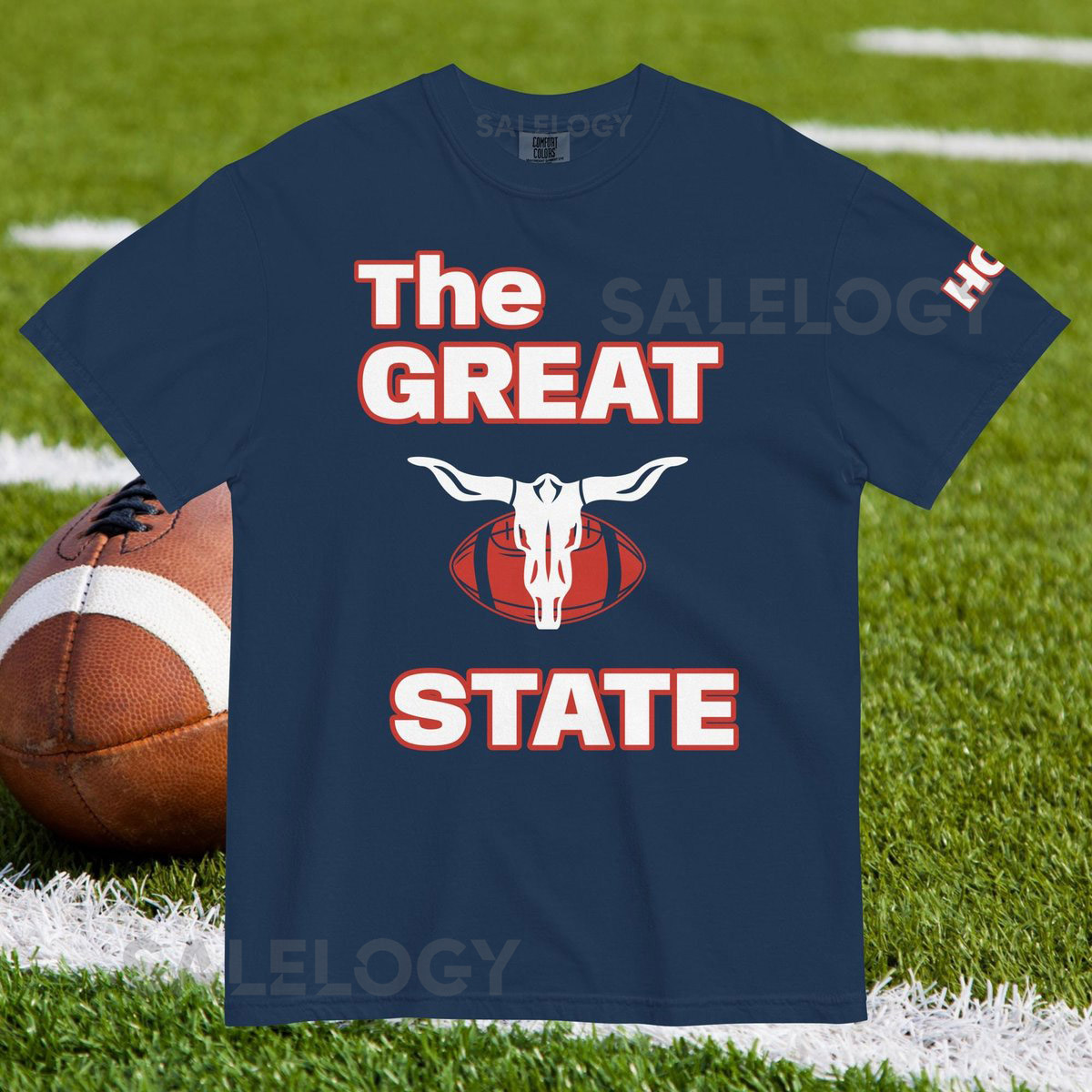 Houston Football T-Shirt Unisex Heavyweight Cott_267