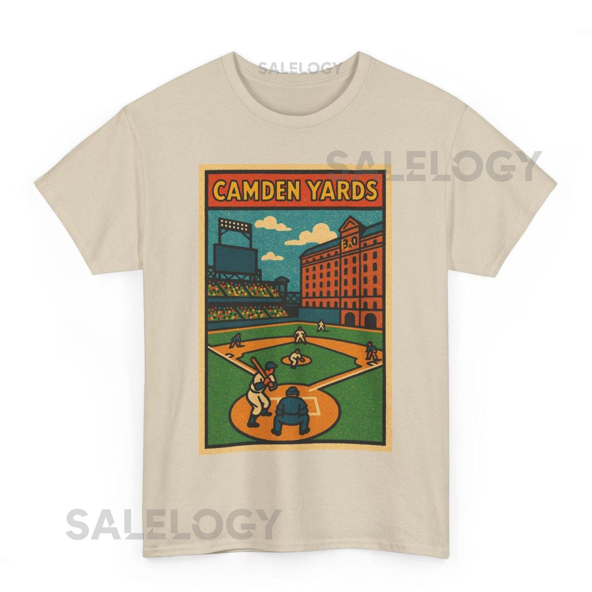 Camden Yards T Shirt Unisex Retro Comic Style Baseball Tee Vintage Game Day Graphic_244