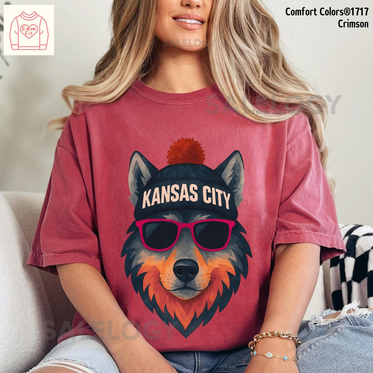 Comfort Colors Kansas City Tshirt - KC Wolf Watercolor Tee Football Gameday Shirt Famfit04-21_82