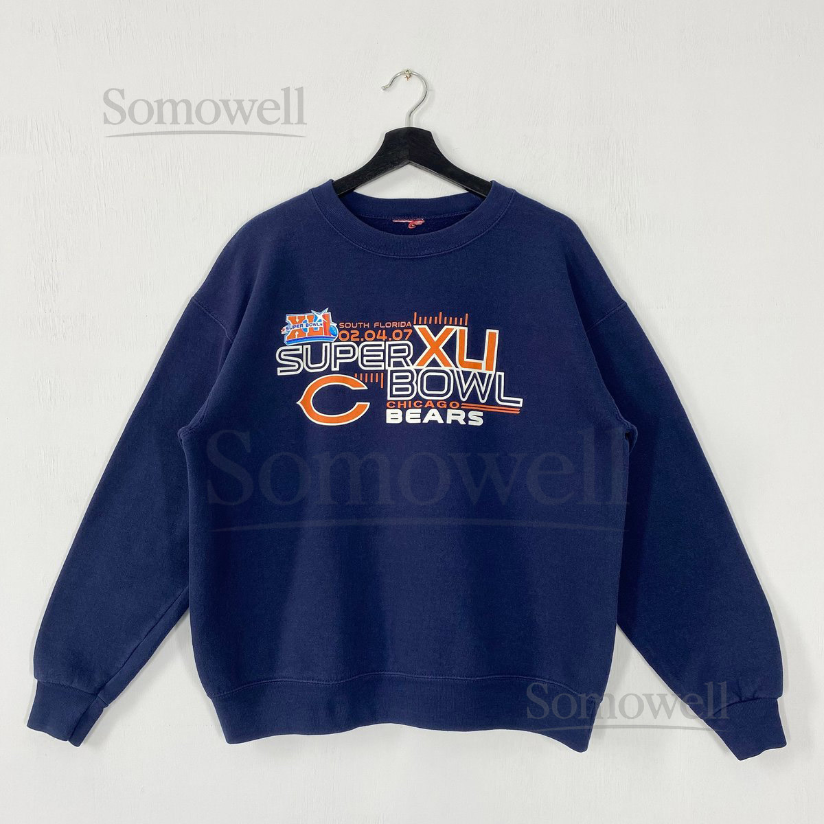 Vintage Chicago Bears Sweatshirt Crewneck Chicago Bears Sweater Pullover Sportswear NFL Chicago Bears Print Logo Blue Medium_43