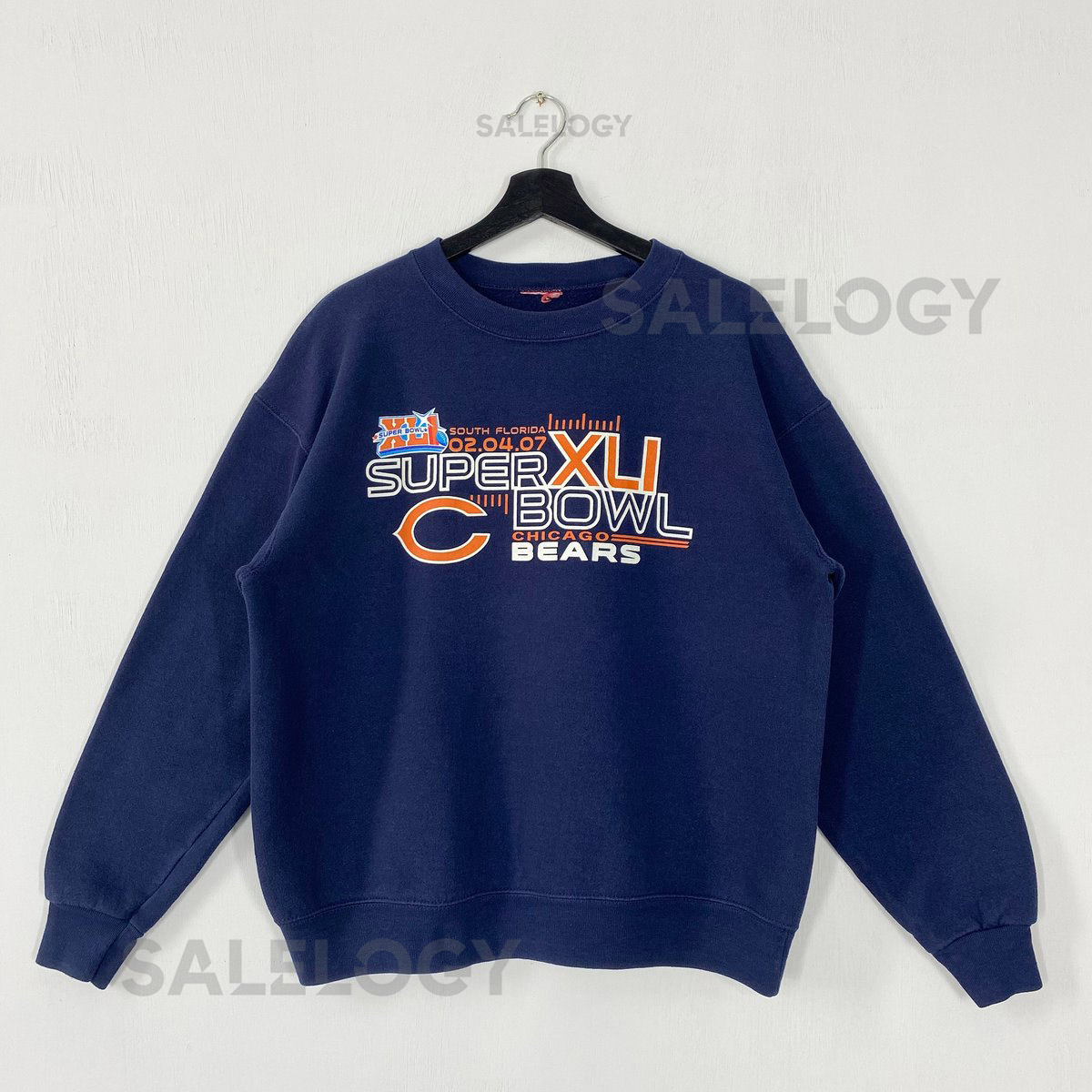 Vintage Chicago Bears Sweatshirt Crewneck Chicago Bears Sweater Pullover Sportswear NFL Chicago Bears Print Logo Blue Medium_1067