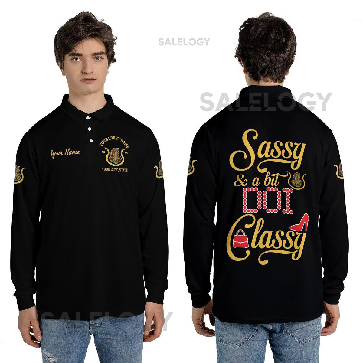 Customized Sassy And A Bit DOI Classy Daughter of Isis Court Long Sleeve Polo Shirt S-5XL_465