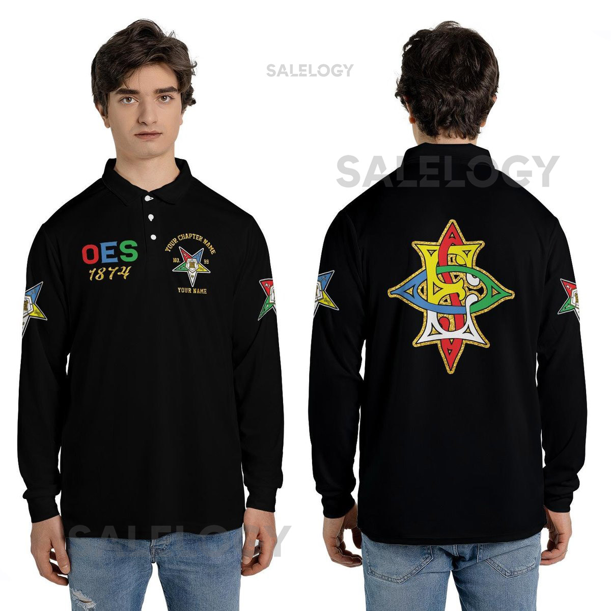 Custom OES 1874 Order Of Eastern Star Unisex Long Sleeve Polo Shirt_225
