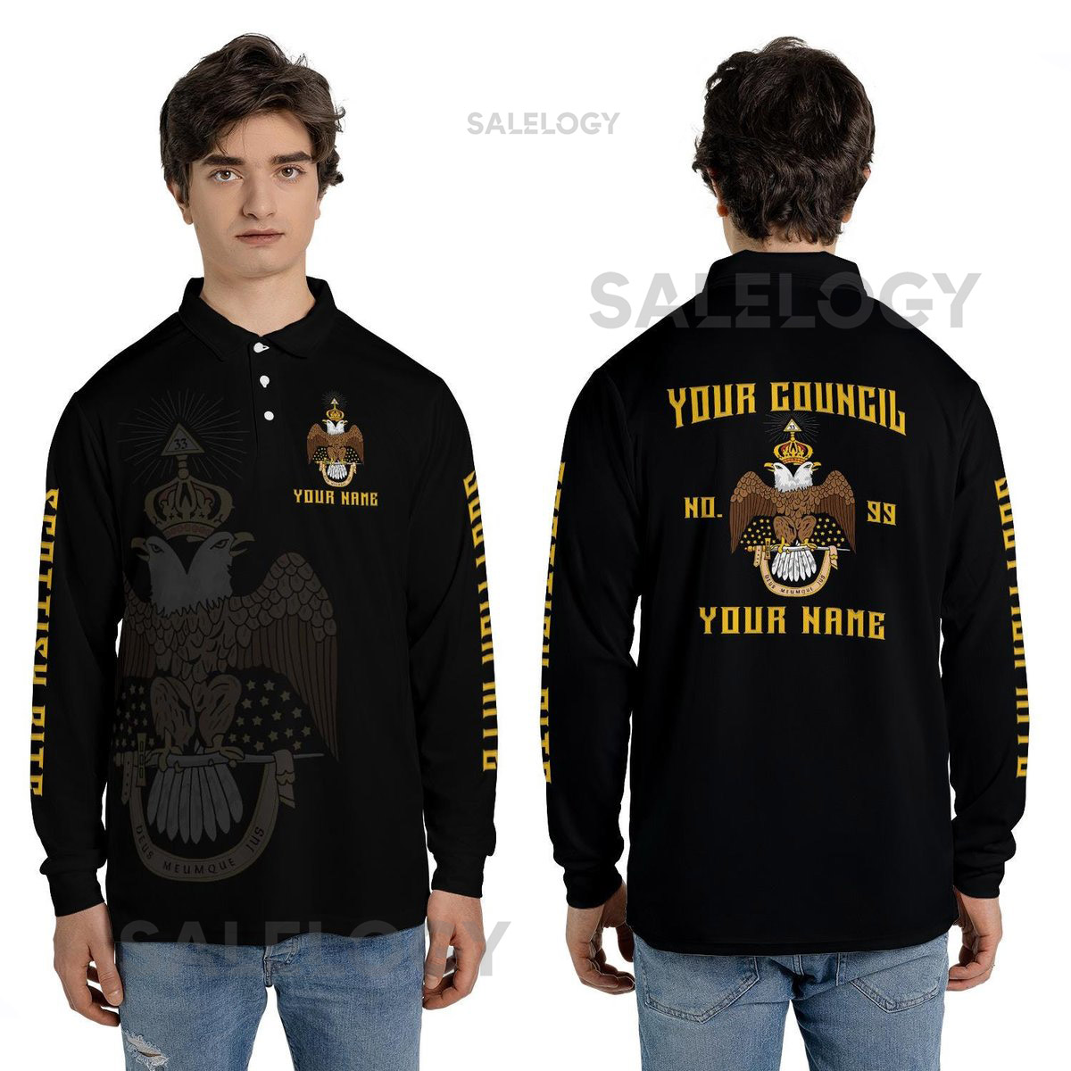 Customized Rite of Scottish 33 Wings Down Long Sleeve Polo Shirt S-5XL_463