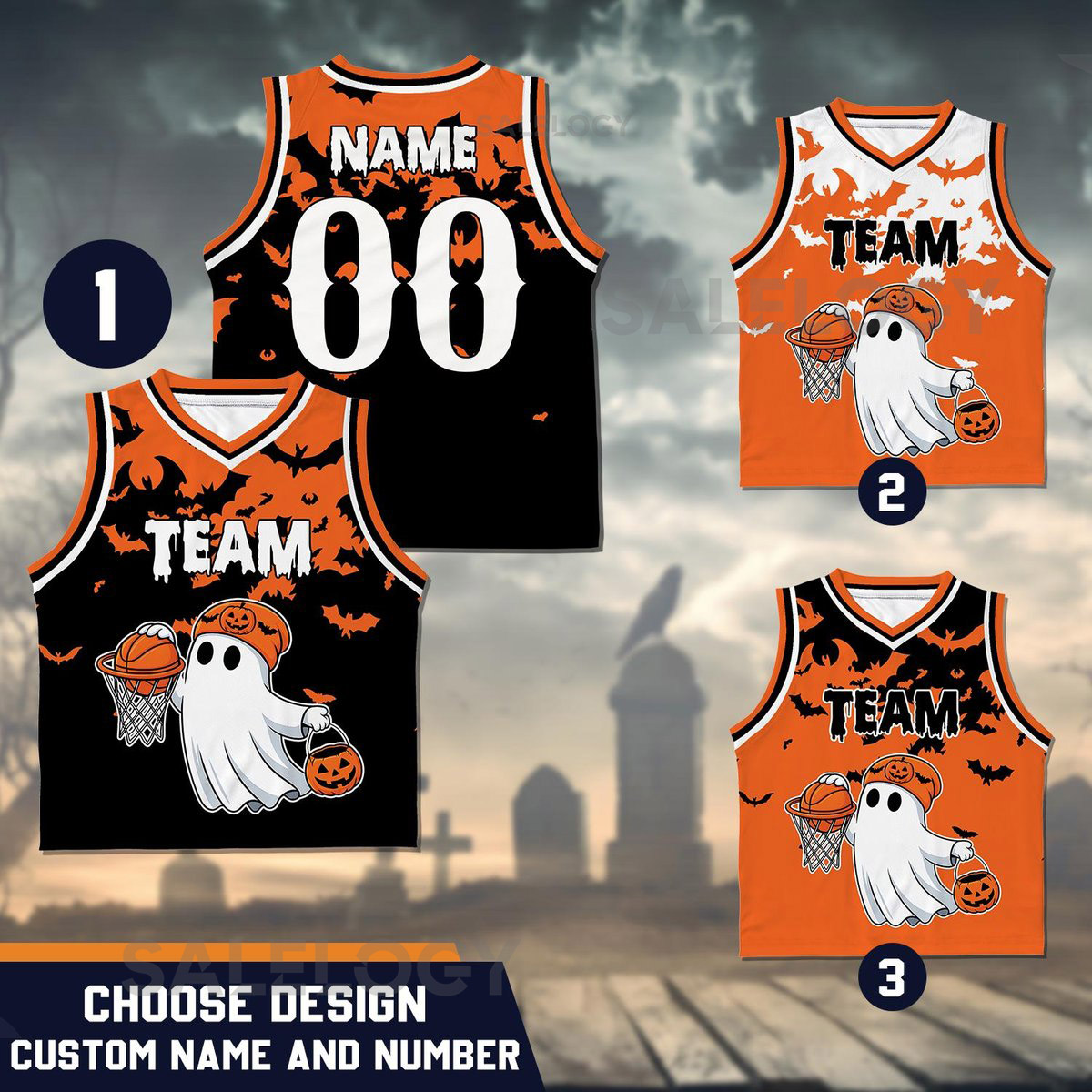 Custom Halloween Basketball Jersey for Kids Youth Adults Spooky Sports Team Uniform Personalized name Number Trick or Treat Game Shirt_184
