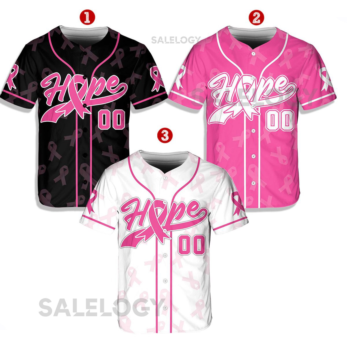 Personalized Hope Breast Cancer Team Name And Number Baseball Jersey Custom Pink Ribbon Baseball Jersey Shirt Breast Cancer Warrior Jersey_162