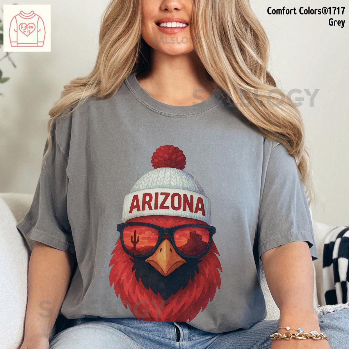 Comfort Colors Arizona Tshirt - Cardinal Bird Watercolor Tee Football Gameday Shirt Famfit17-11_577