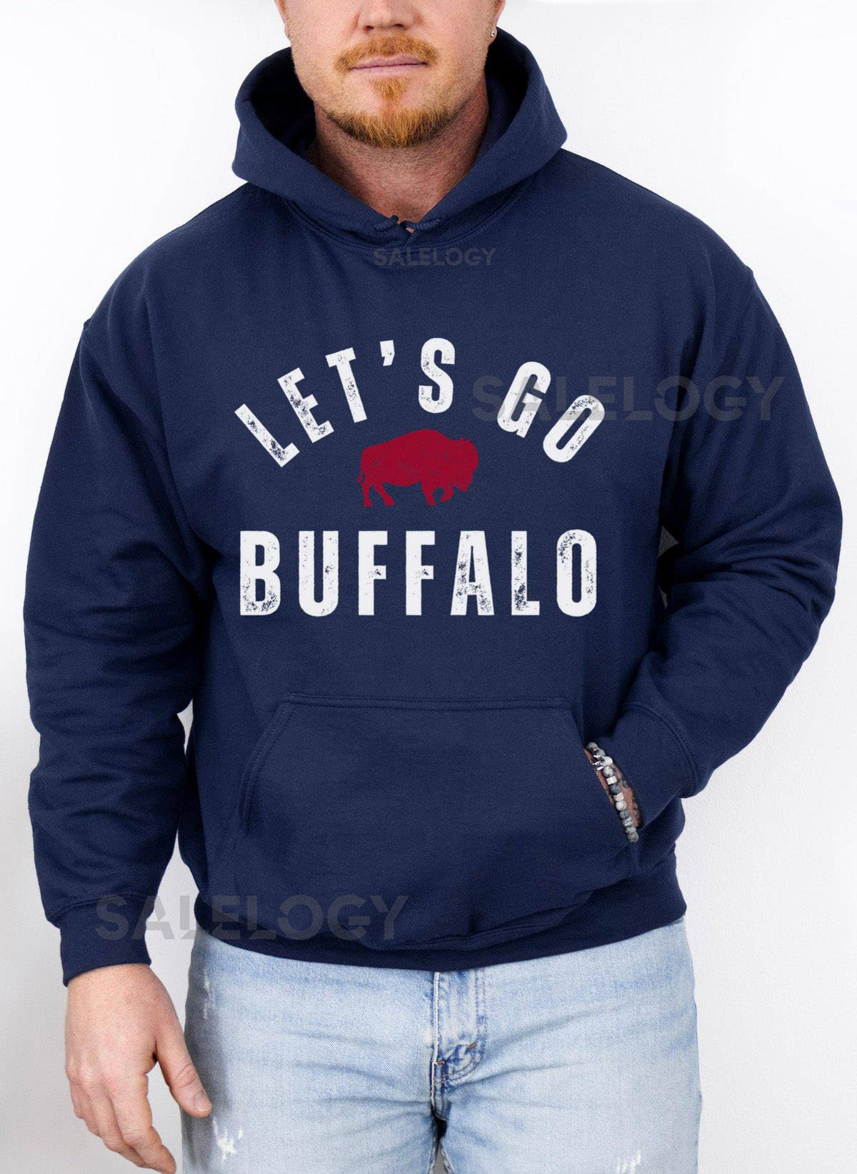Vintage Distressed Style Print quotLet's Go Buffaloquot Football Backers Tailgate Hoodie Playoffs Fan Gift Buffalo Mafia 716 BUF_1093