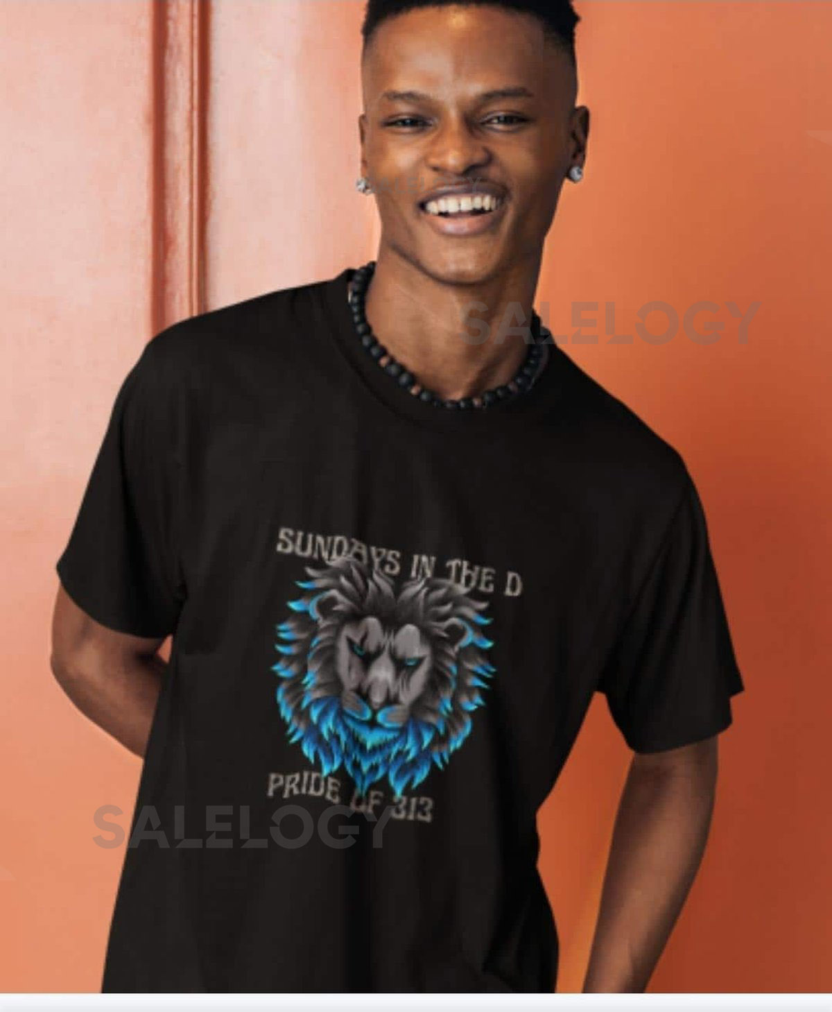 Motor City Cotton Crew Tee Detroit Pride T-Shirt Graphic Lions 313 Football_598