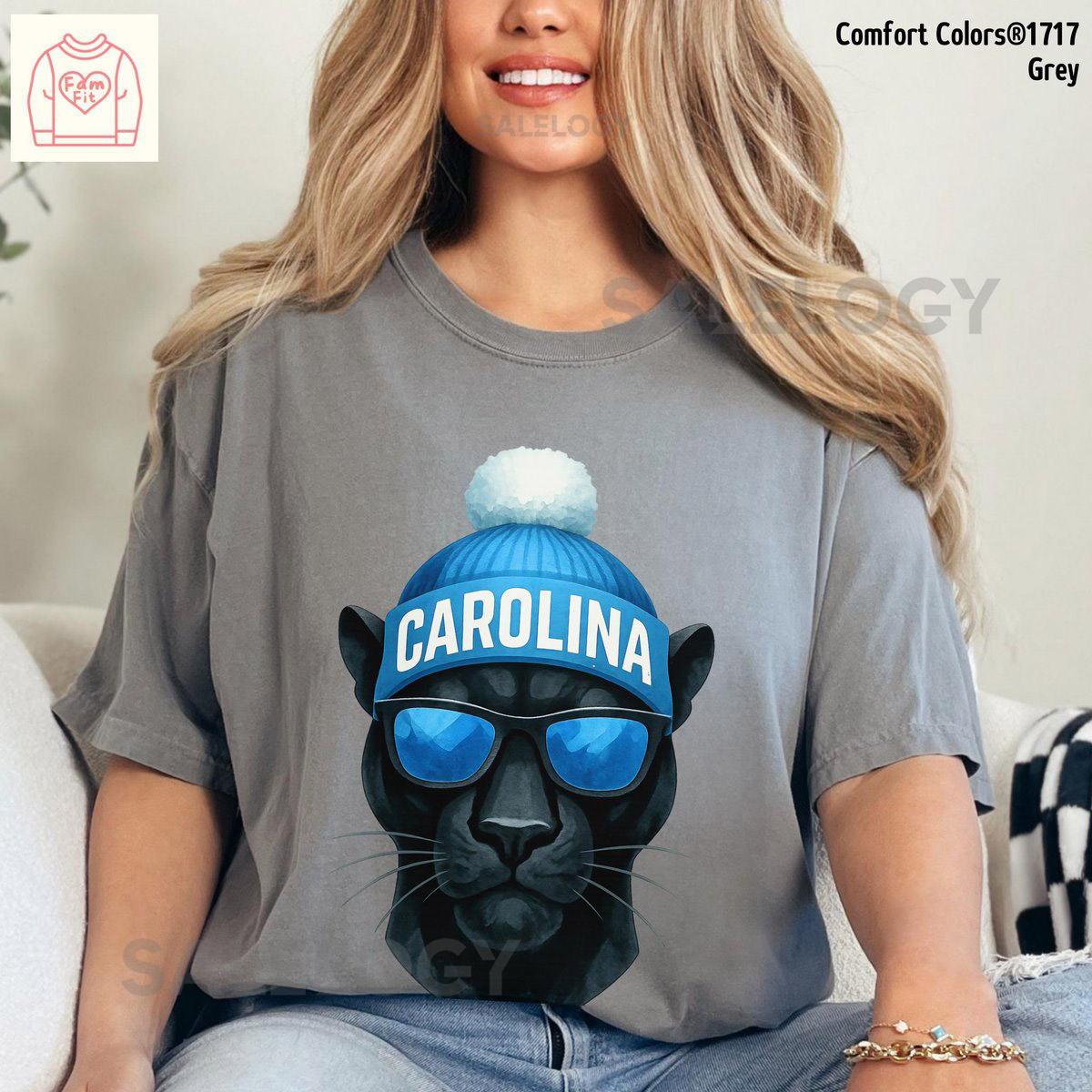 Comfort Colors Carolina Tshirt - Panther Watercolor Tee Football Gameday Shirt Famfit22-08_589