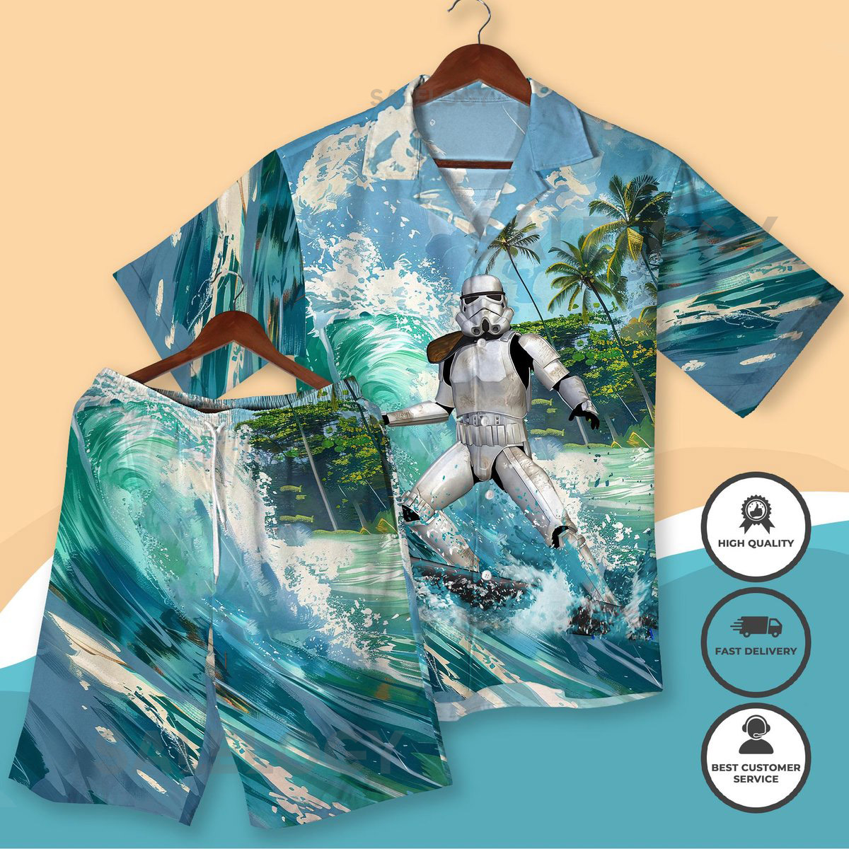 Futuristic Surfing Soldier Hawaiian Shirt Funny Sci-Fi Beach Outfit Tropical Space-Themed Vacation Wear Novelty Summer Gift Movie Shirt_81