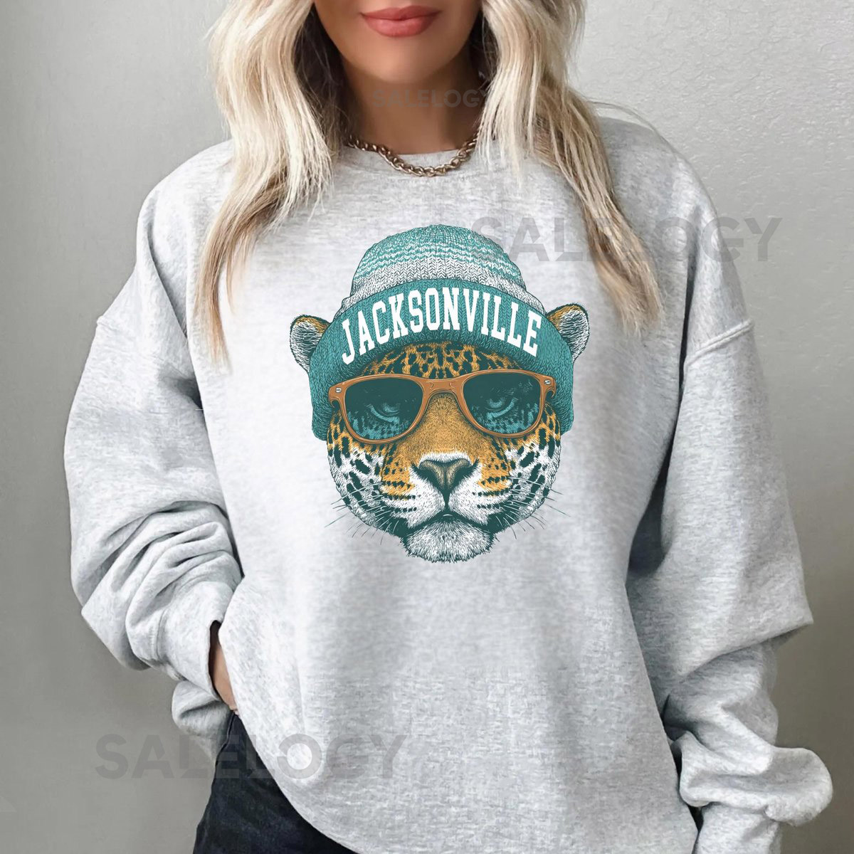 Jacksonville Vintage Teal Sweatshirt - Unisex Crewneck Pullover JAX Fan Apparel Retro Jaguar Shirt Gift for Her or Him Florida Cr_693