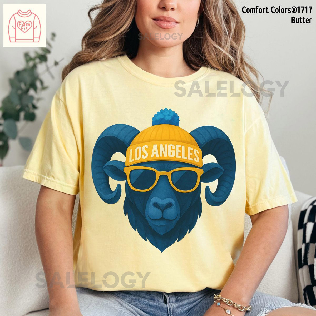 Comfort Colors Los Angeles Tshirt - Ram Watercolor Tee Football Gameday Shirt Famfit19-07_115