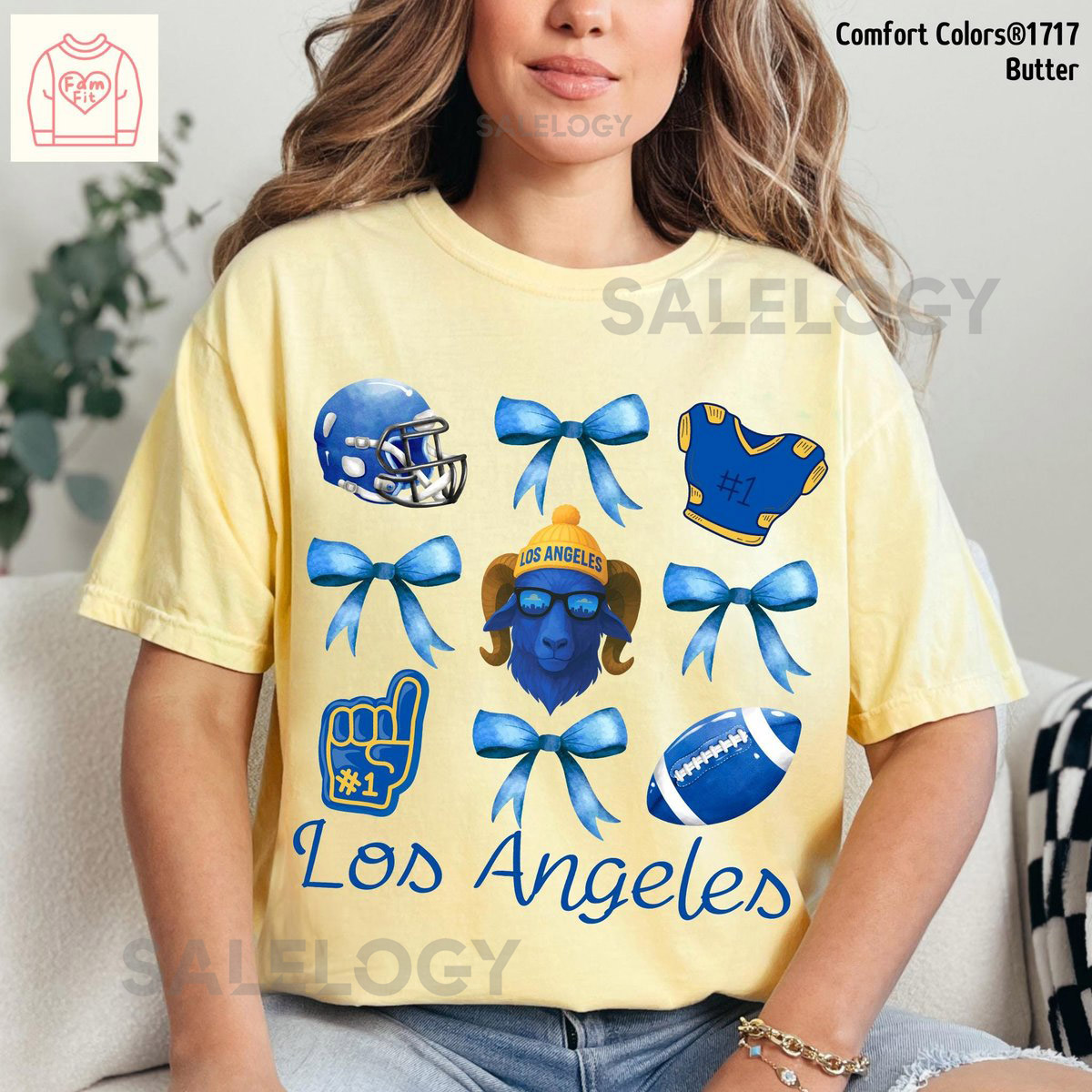 Custom Name Los Angeles Football Bow Shirt - Ram Gameday Coquette Bows Comfort Colors Famfit19-08_124