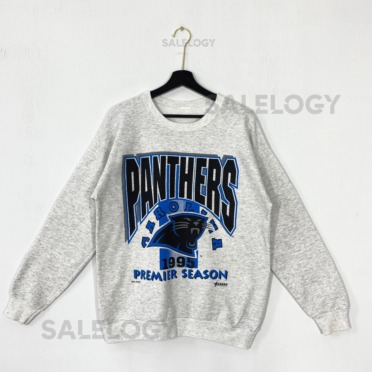 Vintage 90s Carolina Panthers Sweatshirt Crewneck Pullover Sportswear NFL Carolina Panthers Print Logo Grey Medium_940
