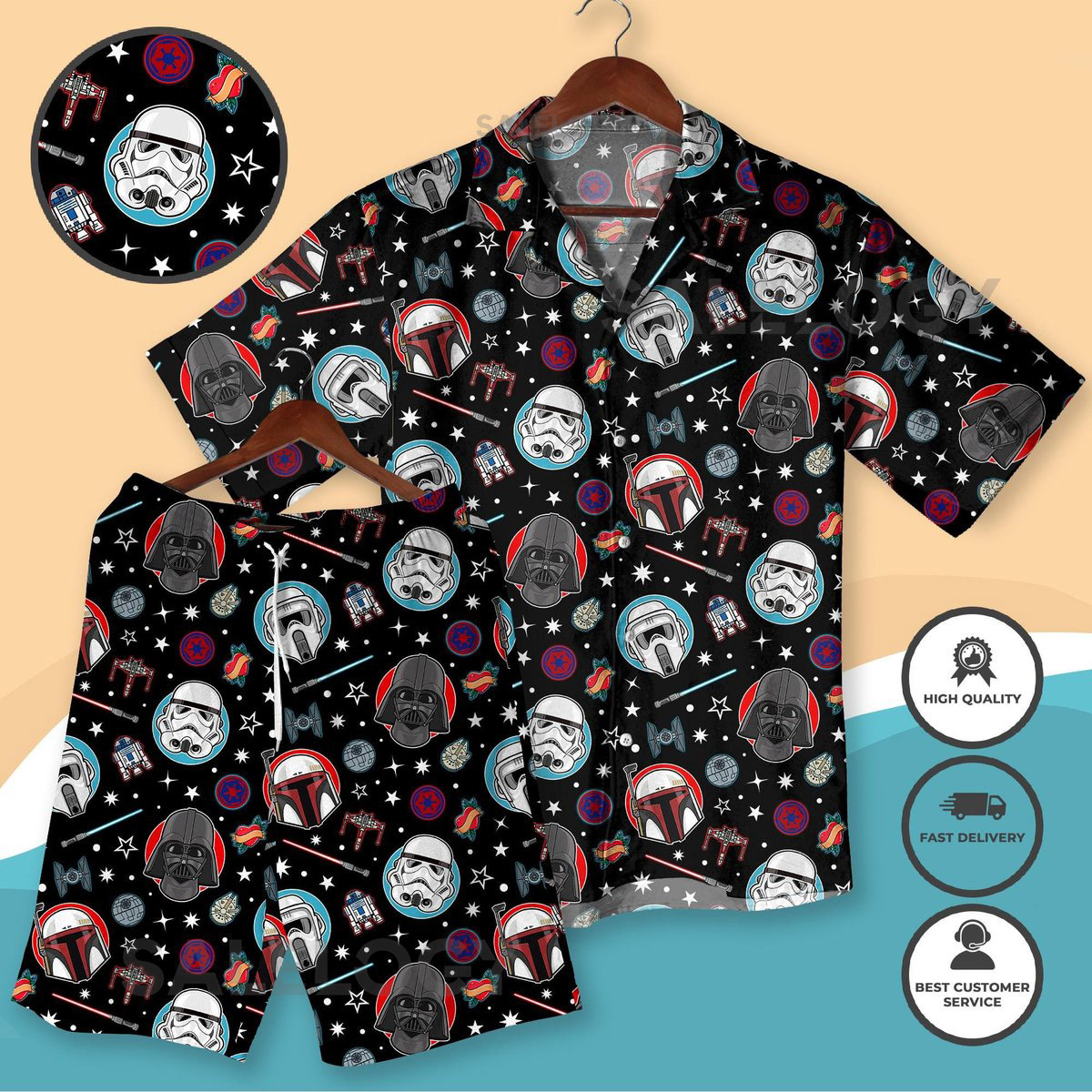 Galaxy Print Button Down Shirt and Shorts Women Men's Summer Button Down Shirt Shorts Galaxy Character Loungewear Gift Beach Shirt_82