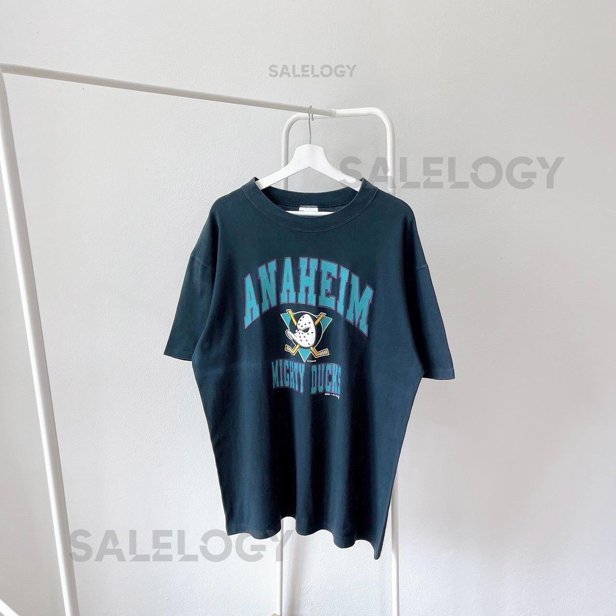 Vintage Mighty Ducks Hockey T Shirt 1993 Anaheim Ducks Made in USA Black XL_732