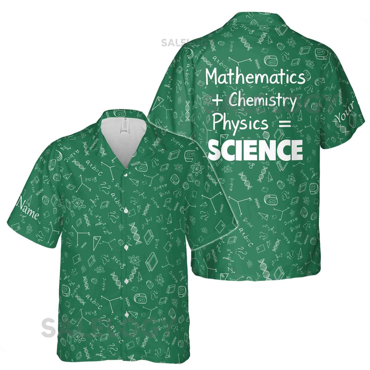 Custom Name Mathematics Chemistry Physics Equations Pattern Hawaiian Shirt S-5XL_11