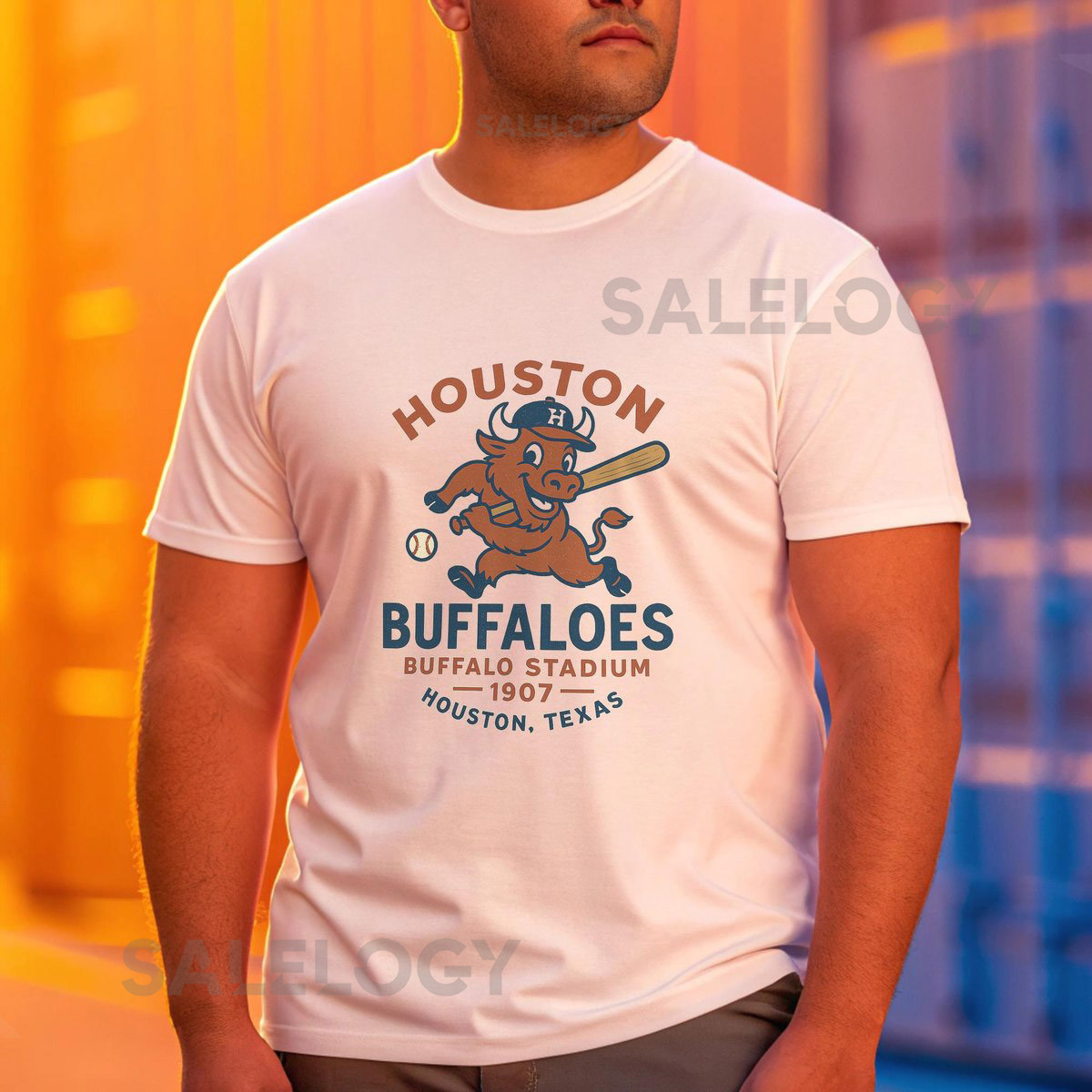 Houston Buffaloes Vintage T Shirt Defunct Minor League Baseball Shirt Buffalo Stadium Houston Texas Retro Baseball Tee Throwback _215