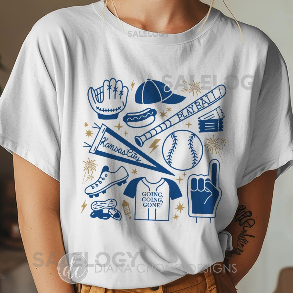 Kansas City Baseball T-Shirt Unisex White Blue Graphic Tees_357