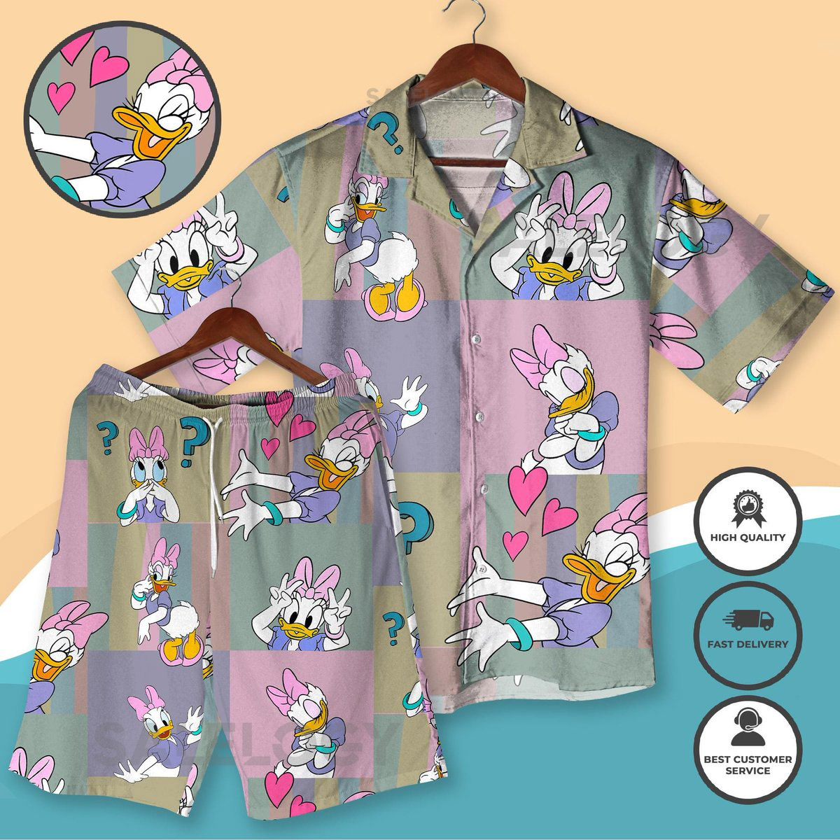 Daisy Duck Hawaiian Shirt Shorts Cute Cartoon Summer Outfit Women Men Tropical Vacation Clothing Fun Donald Beachwear Daisy Duck Shirt_62