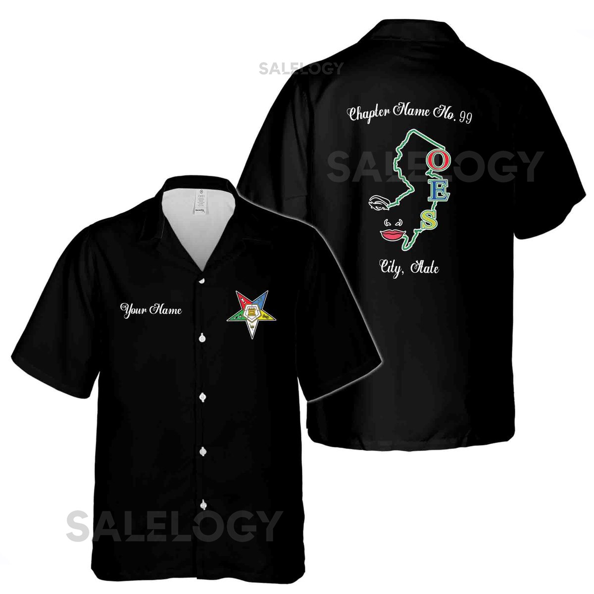 Customized OES Order of the Eastern Star With State Map Line Hawaiian Shirt S-5XL_38