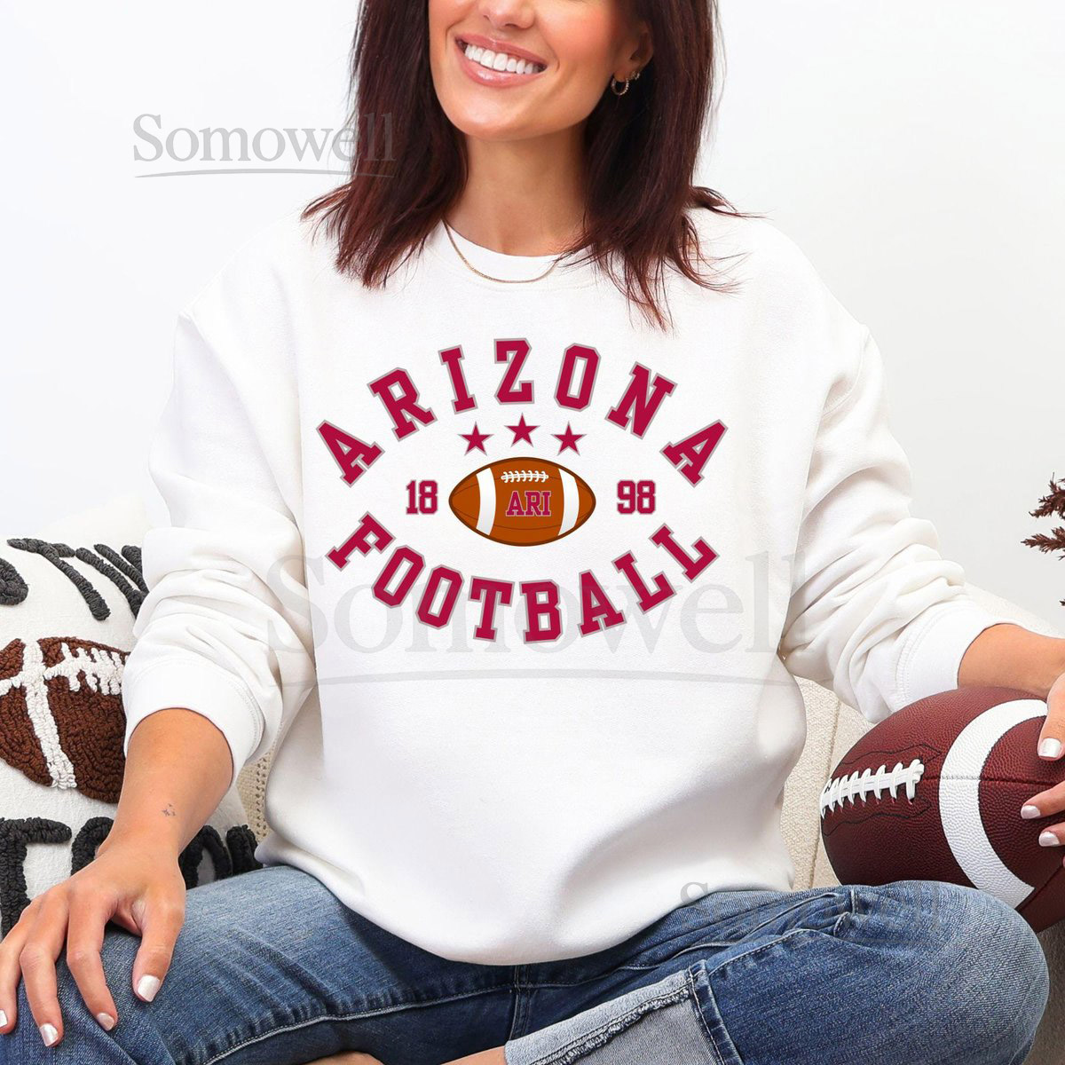 Arizona Football Sweatshirt - Preppy Cardinal Football Sweatshirt Football Fan Gift Arizona FootballTailgate Crewneck Sweatshirt_80