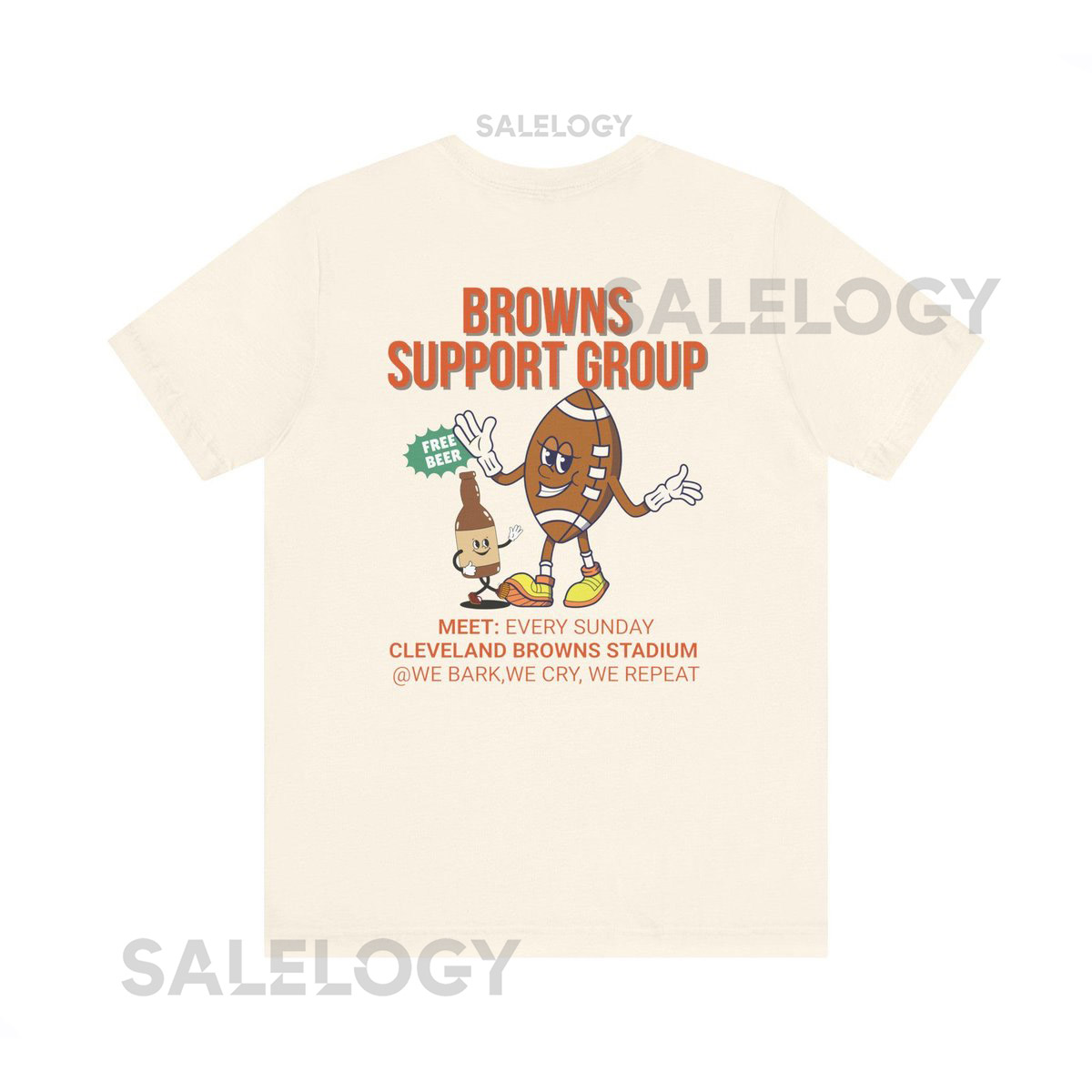 Funny Cleveland Football Shirt Browns Support Group in White Brown and Natural Colors_465