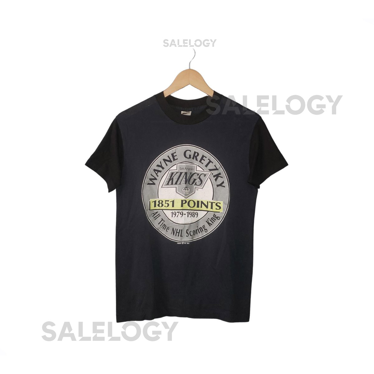 Vintage 1989 Wayne Gretzky L.A. Kings NHL Hockey T-Shirt Black Single Stitch Shirt Medium_408