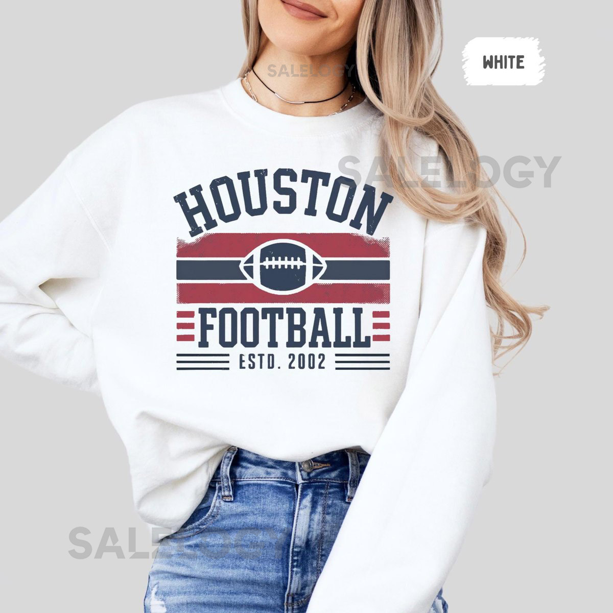 Houston Football Sweatshirt - Unisex Crewneck Houston Fan Gift Sports Team Apparel Houston Football Fan Gear Gift f_255