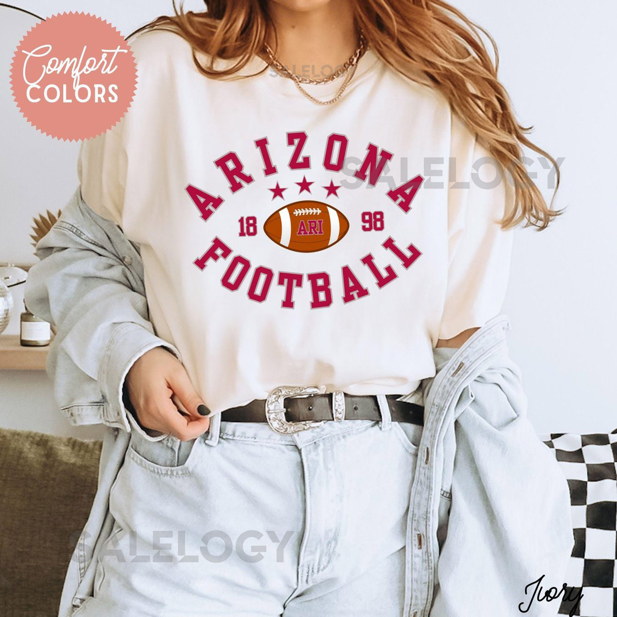Arizona Football Varsity Shirt - Comfort Colors Tee Retro Cardinal Red Birds Gameday Outfit Old School Football Shirt for Him or Her_88