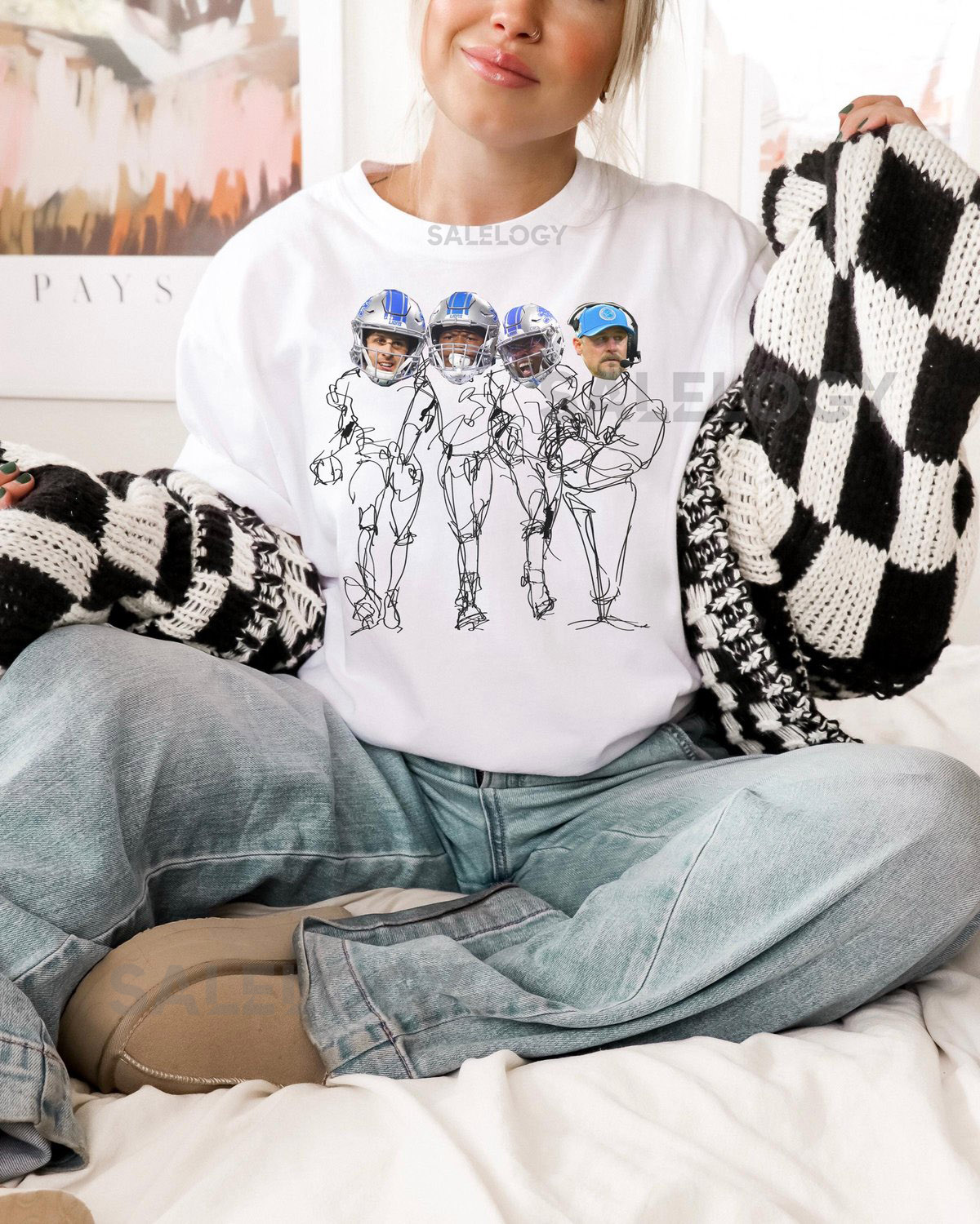 Funny Detroit Lions T-Shirt Goff Gibbs Montgomery Campbell Fan Tee_344