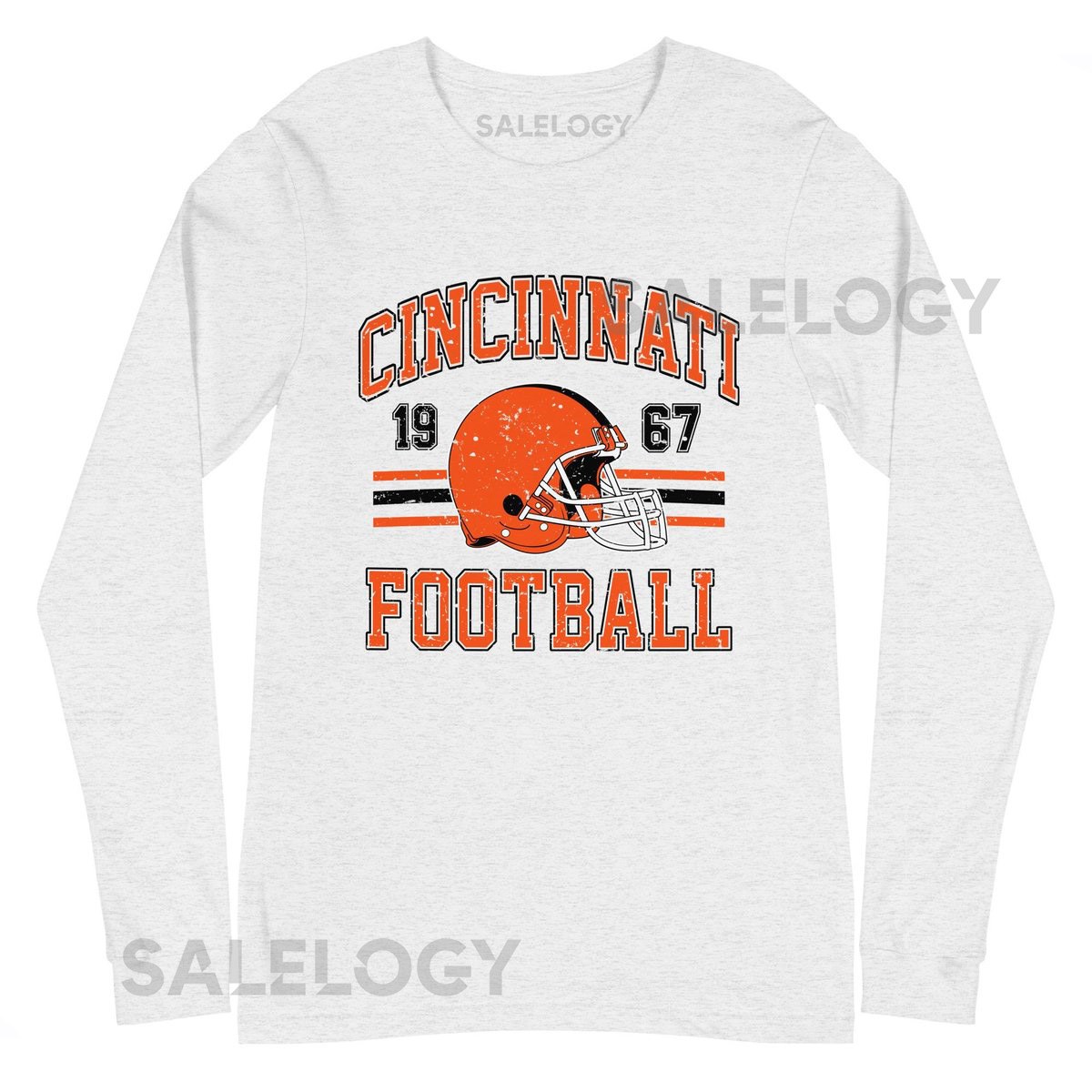 Cincinnati Football T-Shirt Distressed Vintage Style Long Sleeve Tee_550