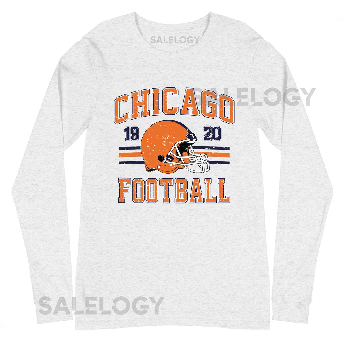 Distressed Chicago Football Long Sleeve T-Shirt Vintage Style Unisex Tee_618