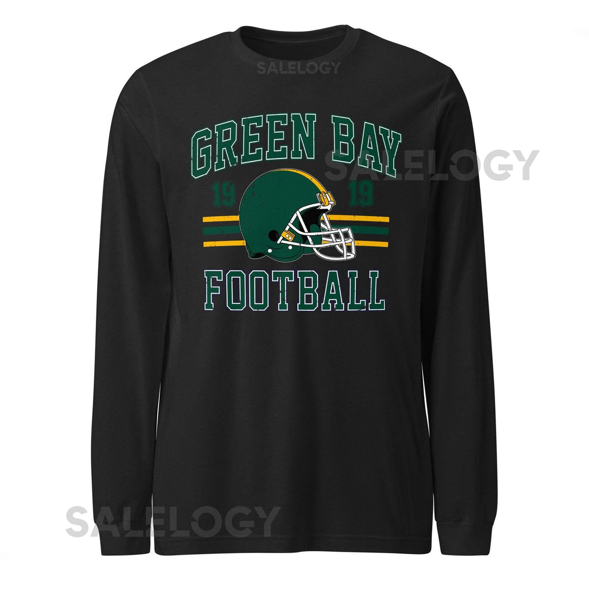 Green Bay Football T-Shirt Distressed Long Sleeve Tee Vintage Style_426
