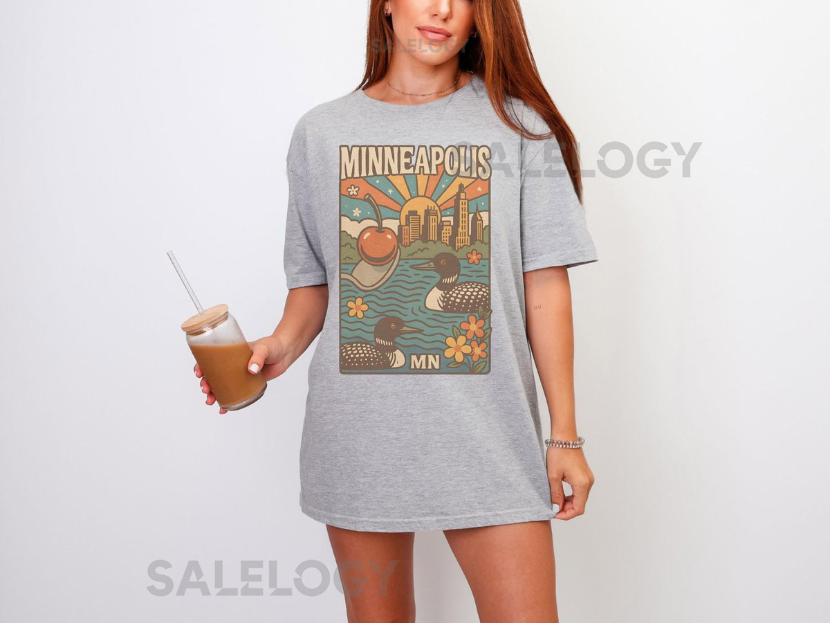 Retro Minneapolis T Shirt Minnesota City Skyline Graphic Tee Loon And Cherry Spoonbridge Comfort Colors Design Vintage Souvenir Unisex_725